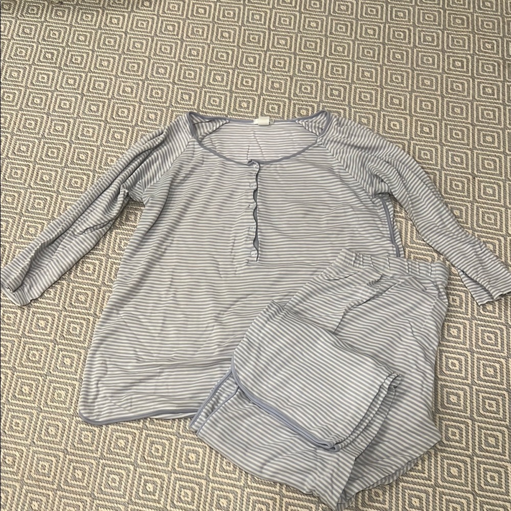 LAKE Maternity Striped Pajama Set in Blue and White